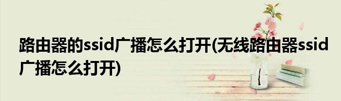 路由器的ssid廣播怎么打開(kāi)(無(wú)線路由器ssid廣播怎么打開(kāi))