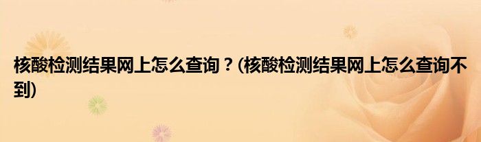 核酸檢測(cè)結(jié)果網(wǎng)上怎么查詢？(核酸檢測(cè)結(jié)果網(wǎng)上怎么查詢不到)