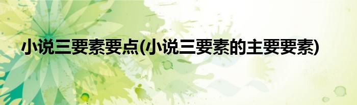 小說三要素要點(diǎn)(小說三要素的主要要素)