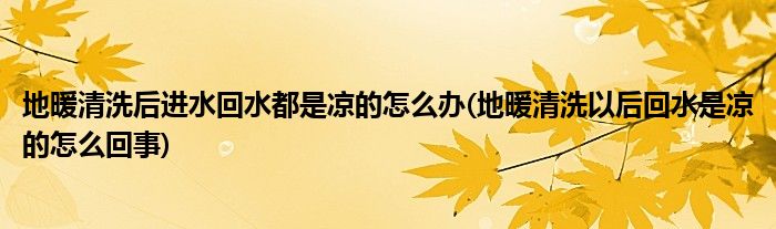 地暖清洗后進(jìn)水回水都是涼的怎么辦(地暖清洗以后回水是涼的怎么回事)