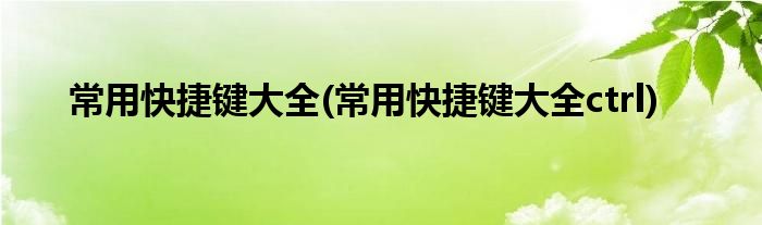 常用快捷鍵大全(常用快捷鍵大全ctrl)
