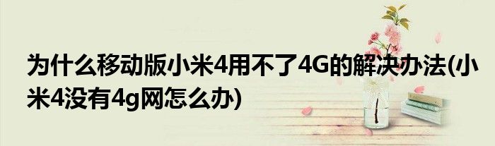 為什么移動版小米4用不了4G的解決辦法(小米4沒有4g網(wǎng)怎么辦)