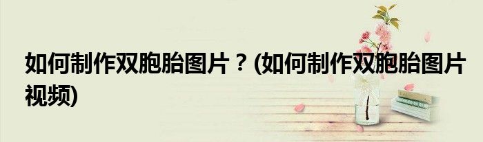 如何制作雙胞胎圖片？(如何制作雙胞胎圖片視頻)