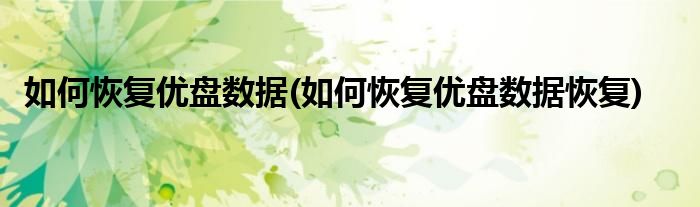 如何恢復(fù)優(yōu)盤(pán)數(shù)據(jù)(如何恢復(fù)優(yōu)盤(pán)數(shù)據(jù)恢復(fù))