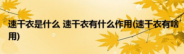 速干衣是什么 速干衣有什么作用(速干衣有啥用)