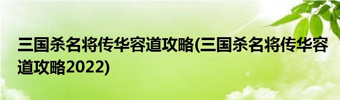 三國(guó)殺名將傳華容道攻略(三國(guó)殺名將傳華容道攻略2022)
