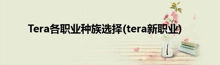 Tera各職業(yè)種族選擇(tera新職業(yè))