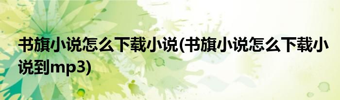 書(shū)旗小說(shuō)怎么下載小說(shuō)(書(shū)旗小說(shuō)怎么下載小說(shuō)到mp3)