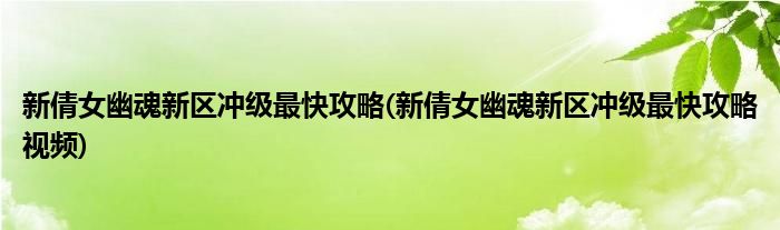 新倩女幽魂新區(qū)沖級最快攻略(新倩女幽魂新區(qū)沖級最快攻略視頻)