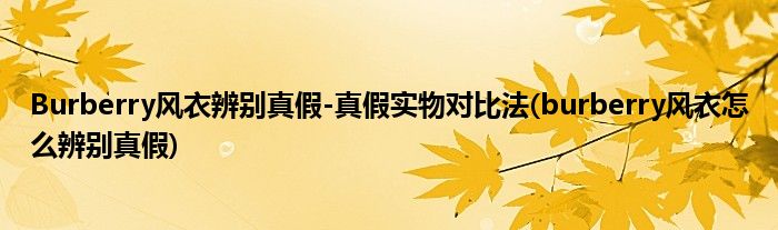 Burberry風(fēng)衣辨別真假-真假實(shí)物對比法(burberry風(fēng)衣怎么辨別真假)