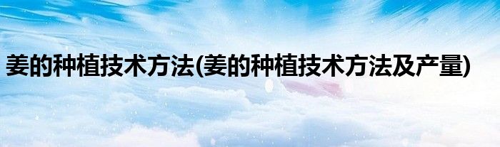 姜的種植技術(shù)方法(姜的種植技術(shù)方法及產(chǎn)量)