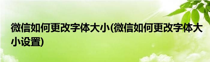 微信如何更改字體大小(微信如何更改字體大小設(shè)置)