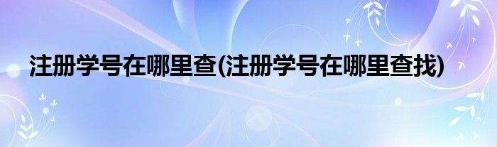 注冊學(xué)號在哪里查(注冊學(xué)號在哪里查找)