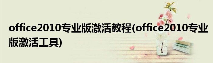 office2010專(zhuān)業(yè)版激活教程(office2010專(zhuān)業(yè)版激活工具)