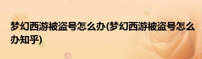 夢幻西游被盜號怎么辦(夢幻西游被盜號怎么辦知乎)