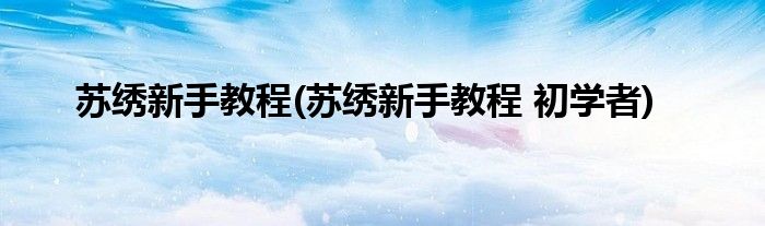 蘇繡新手教程(蘇繡新手教程 初學(xué)者)