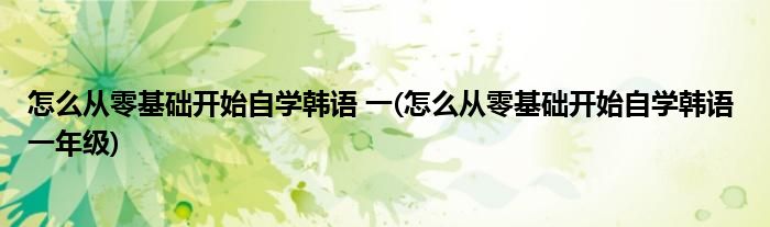 怎么從零基礎(chǔ)開始自學(xué)韓語 一(怎么從零基礎(chǔ)開始自學(xué)韓語 一年級)
