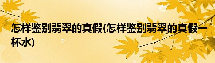 怎樣鑒別翡翠的真假(怎樣鑒別翡翠的真假一杯水)