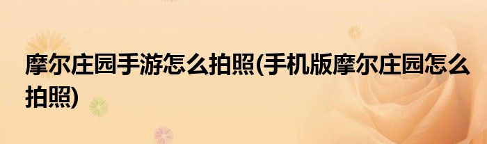 摩爾莊園手游怎么拍照(手機(jī)版摩爾莊園怎么拍照)