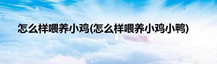 怎么樣喂養(yǎng)小雞(怎么樣喂養(yǎng)小雞小鴨)