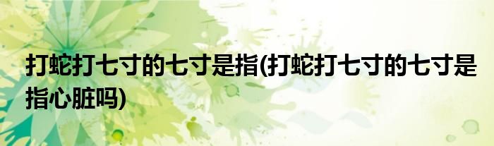 打蛇打七寸的七寸是指(打蛇打七寸的七寸是指心臟嗎)