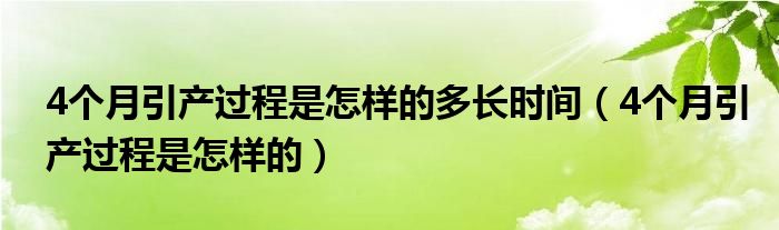 4個(gè)月引產(chǎn)過程是怎樣的多長(zhǎng)時(shí)間(4個(gè)月引產(chǎn)過程是怎樣的)