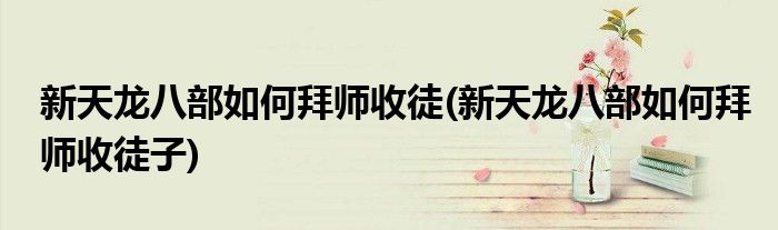 新天龍八部如何拜師收徒(新天龍八部如何拜師收徒子)