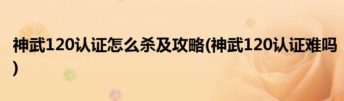 神武120認(rèn)證怎么殺及攻略(神武120認(rèn)證難嗎)