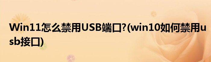 Win11怎么禁用USB端口?(win10如何禁用usb接口)