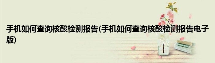 手機(jī)如何查詢核酸檢測報(bào)告(手機(jī)如何查詢核酸檢測報(bào)告電子版)