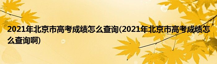 2021年北京市高考成績怎么查詢(2021年北京市高考成績怎么查詢啊)