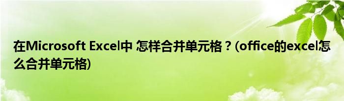在Microsoft Excel中 怎樣合并單元格？(office的excel怎么合并單元格)