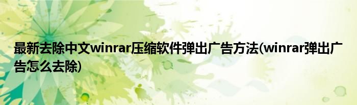 最新去除中文winrar壓縮軟件彈出廣告方法(winrar彈出廣告怎么去除)