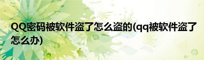 QQ密碼被軟件盜了怎么盜的(qq被軟件盜了怎么辦)