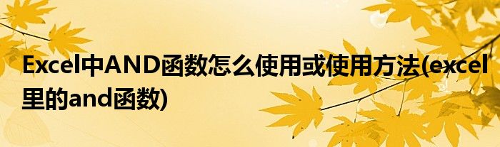 Excel中AND函數(shù)怎么使用或使用方法(excel里的and函數(shù))