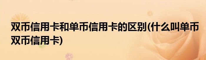 雙幣信用卡和單幣信用卡的區(qū)別(什么叫單幣雙幣信用卡)