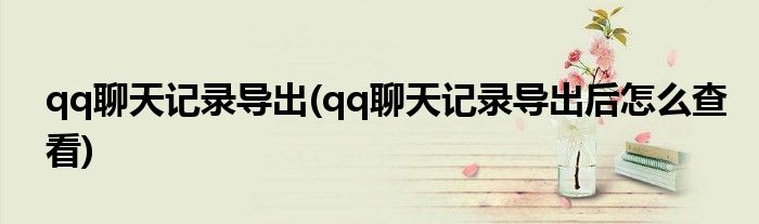 qq聊天記錄導出(qq聊天記錄導出后怎么查看)