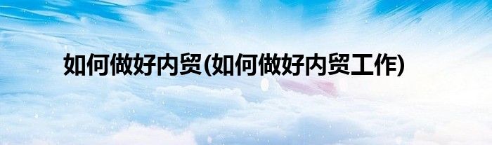 如何做好內(nèi)貿(mào)(如何做好內(nèi)貿(mào)工作)