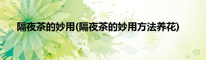 隔夜茶的妙用(隔夜茶的妙用方法養(yǎng)花)