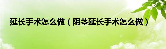 延長(zhǎng)手術(shù)怎么做（陰莖延長(zhǎng)手術(shù)怎么做）