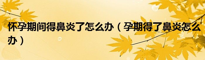 懷孕期間得鼻炎了怎么辦（孕期得了鼻炎怎么辦）