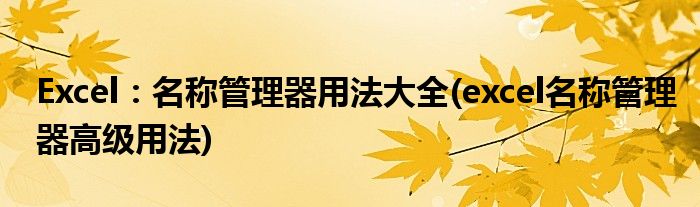 Excel：名稱管理器用法大全(excel名稱管理器高級用法)