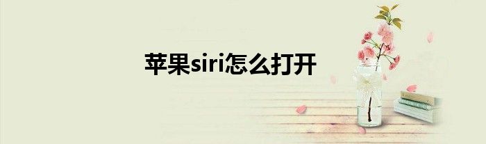 蘋果siri怎么打開