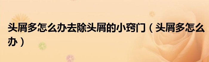 頭屑多怎么辦去除頭屑的小竅門（頭屑多怎么辦）