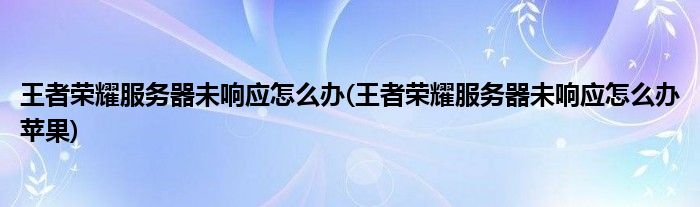 王者榮耀服務器未響應怎么辦(王者榮耀服務器未響應怎么辦蘋果)