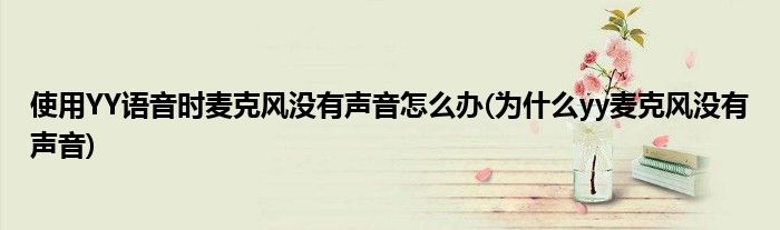 使用YY語音時麥克風(fēng)沒有聲音怎么辦(為什么yy麥克風(fēng)沒有聲音)