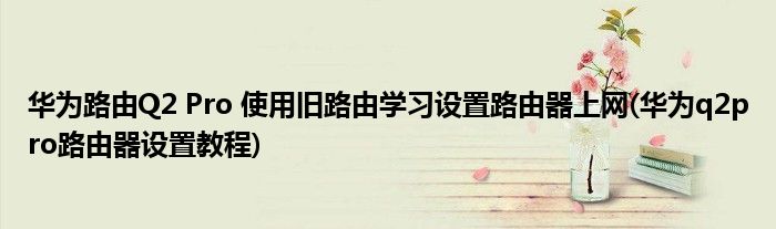華為路由Q2 Pro 使用舊路由學習設置路由器上網(wǎng)(華為q2pro路由器設置教程)