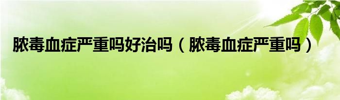 膿毒血癥嚴(yán)重嗎好治嗎（膿毒血癥嚴(yán)重嗎）
