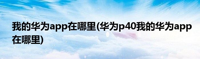 我的華為app在哪里(華為p40我的華為app在哪里)