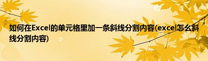 如何在Excel的單元格里加一條斜線分割內(nèi)容(excel怎么斜線分割內(nèi)容)